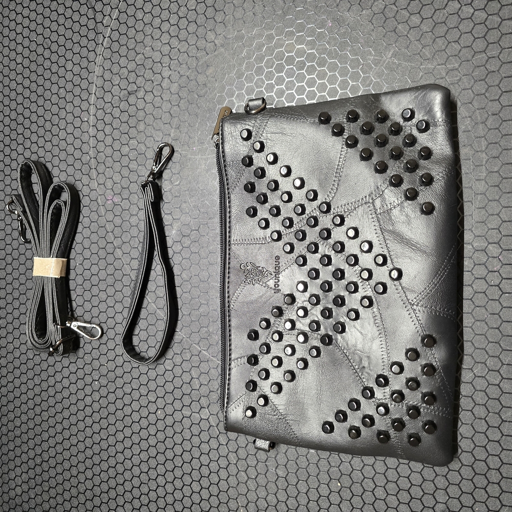 Younique Black Studded Shoulder/Wrist Bag Purse